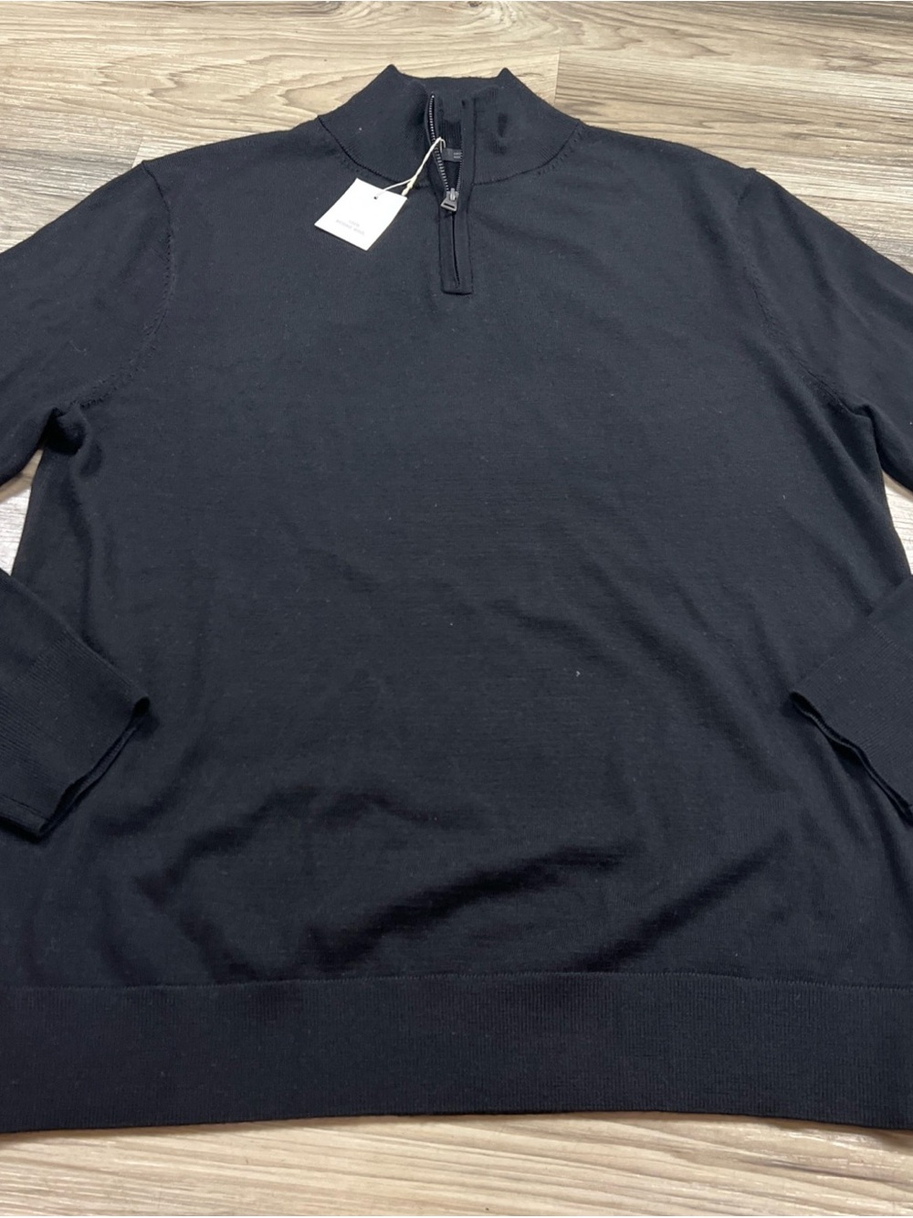 Zara 100% Merino Wool 1/4 Zip Pullover Sweater Black Men’s Large NWT